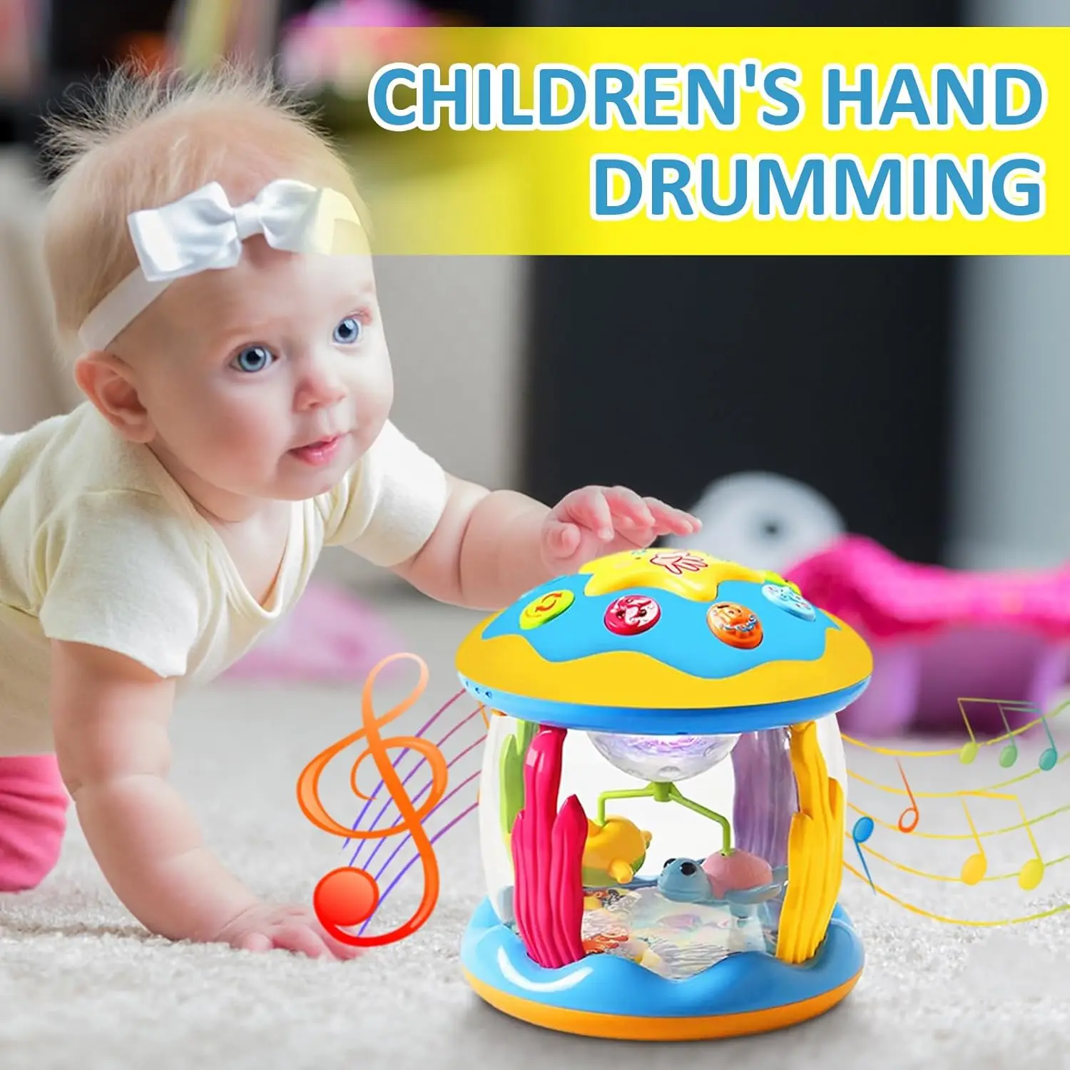 

Rotating Light-Up Baby Ocean Projector Toy, Musical Sensory Crawling Toy for Toddlers, Educational Gift for 1-3 Years Old