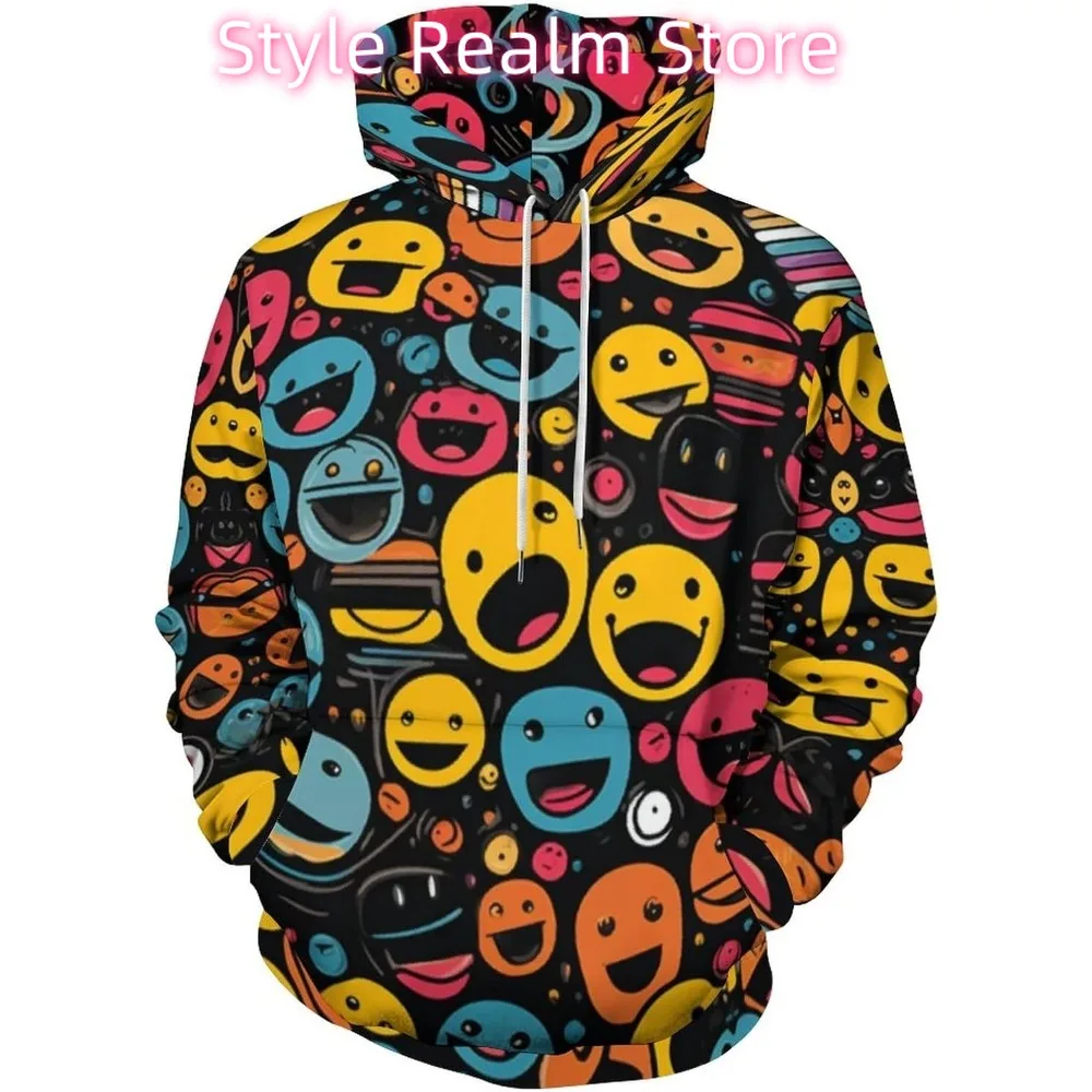 للجنسين الجدة الوجه المبتسم هوديس البلوز مضحك الكرتون نمط طويل الأكمام البلوز هوديي