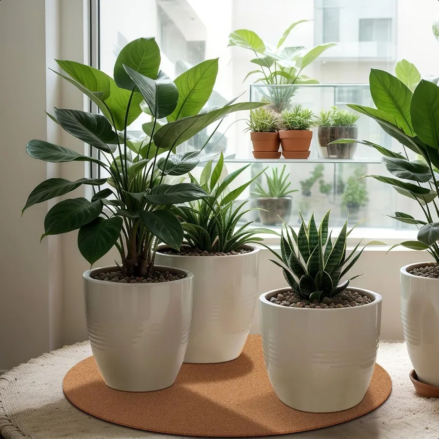 Leinuosen 2 قطعة 16 بوصة كبيرة الفلين الوقايات النباتية طبقات مزدوجة ماصة الفلين داخلي النبات حصيرة البساط اكسسوارات للمنزل الطابق Pr #5