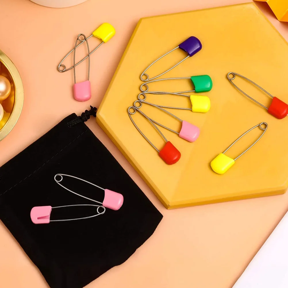 

50Pcs Safety Pins Diaper Pin Plastic Head Adjustable Safety Fastener for Nappy Bibs Clothes Diaper Pin