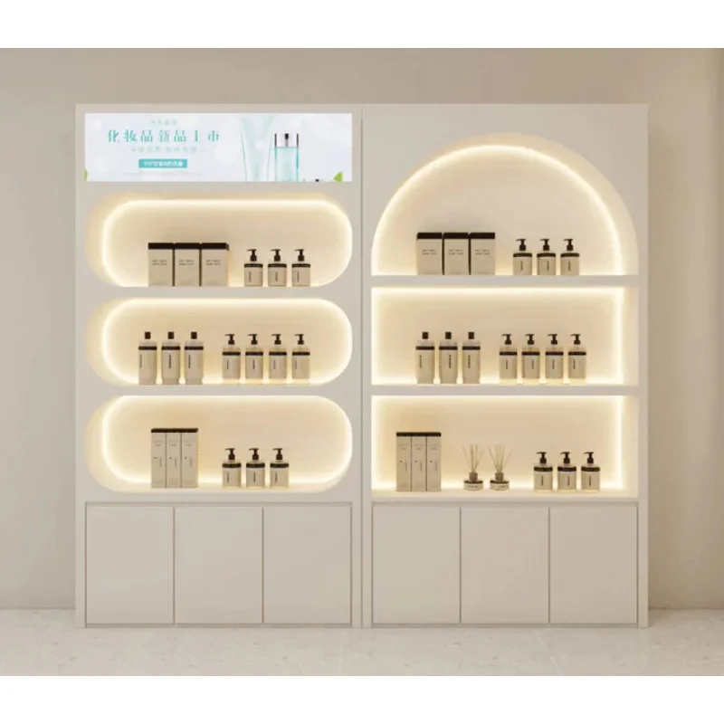custom.Commercial Retail Product Interior Design Decoration Display Wall Shelf Cabinet General Merchandise with LED Light