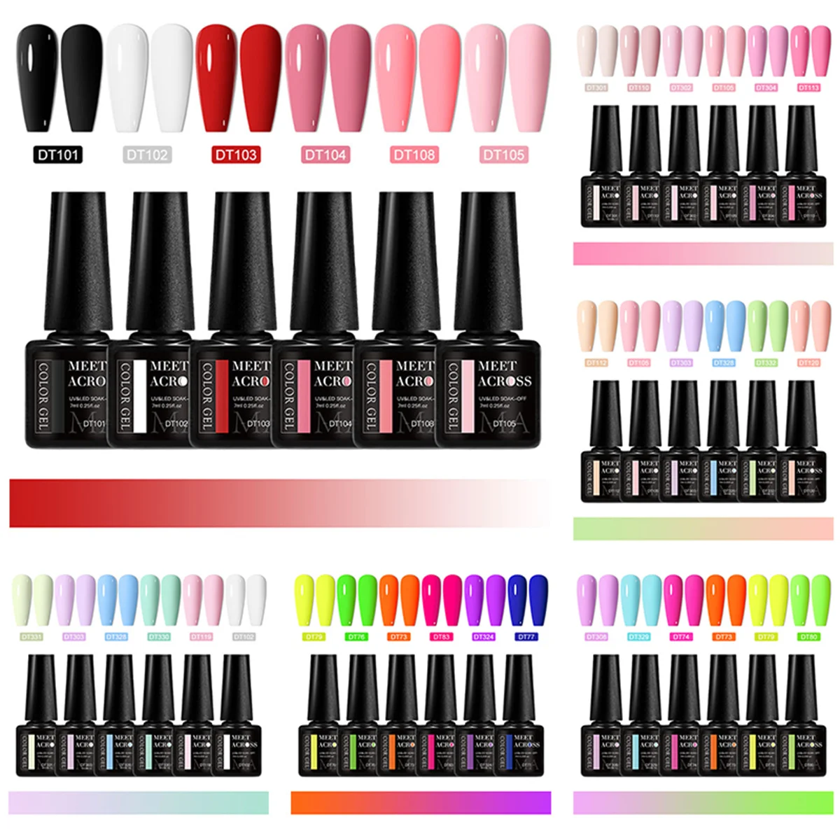 

6pcs Gel Nail Polish Set HEMA Free 7ml Semi Permanent Soak Off UV Gel Varnish Nail Art Decoration Summer Nails DIY Nail Supplies