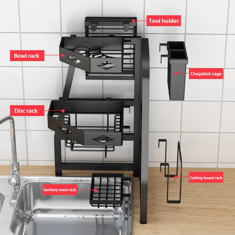 Kitchen Foldable storage shelves in the corners Kitchen Sink Organizer Cutting Board Holder Kitchen Accessories