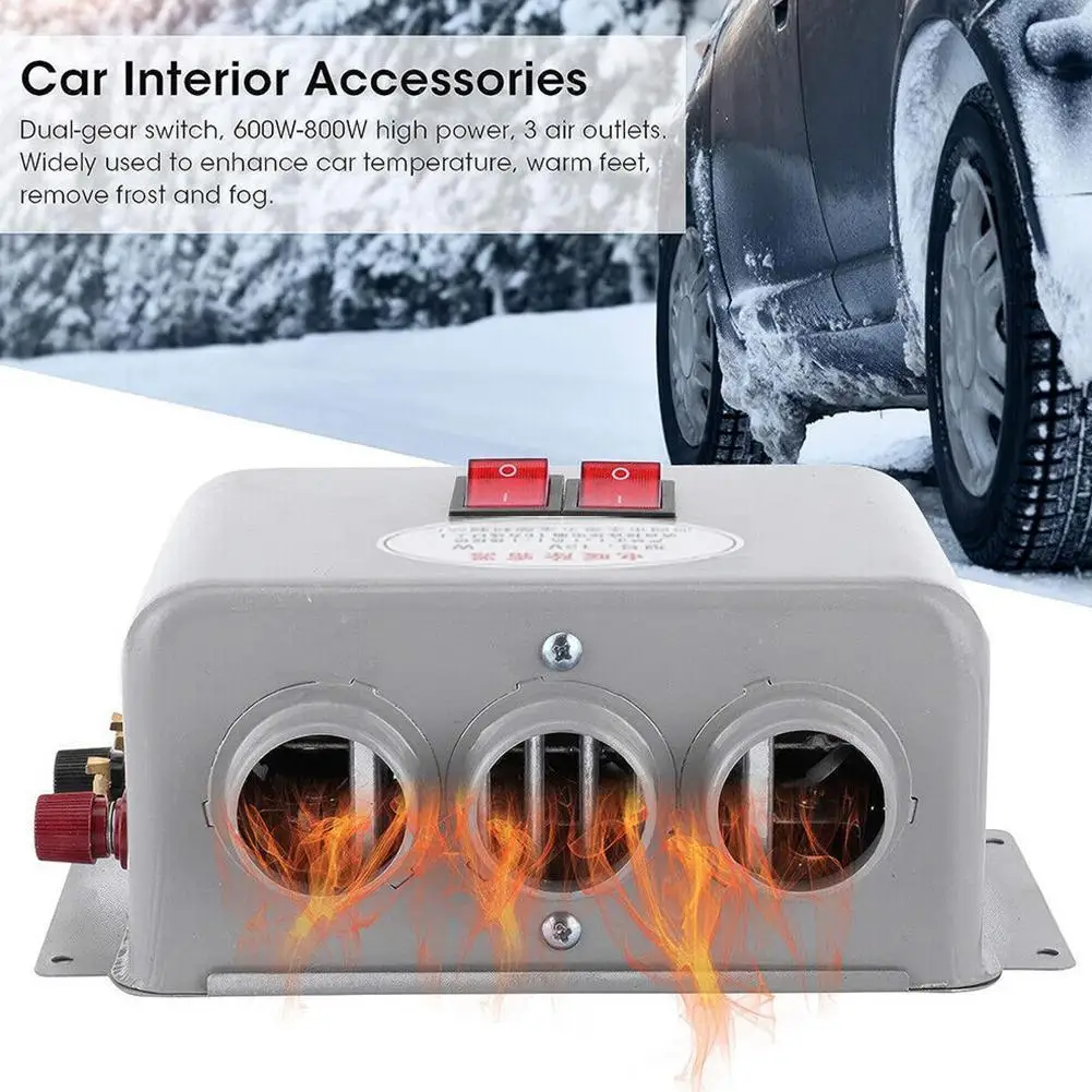 12V/24V Car Mounted Heater Dryer 800W High-power Rapid Heating Windshield Defogging Machine For Truck Vehicles Accessories X0C2