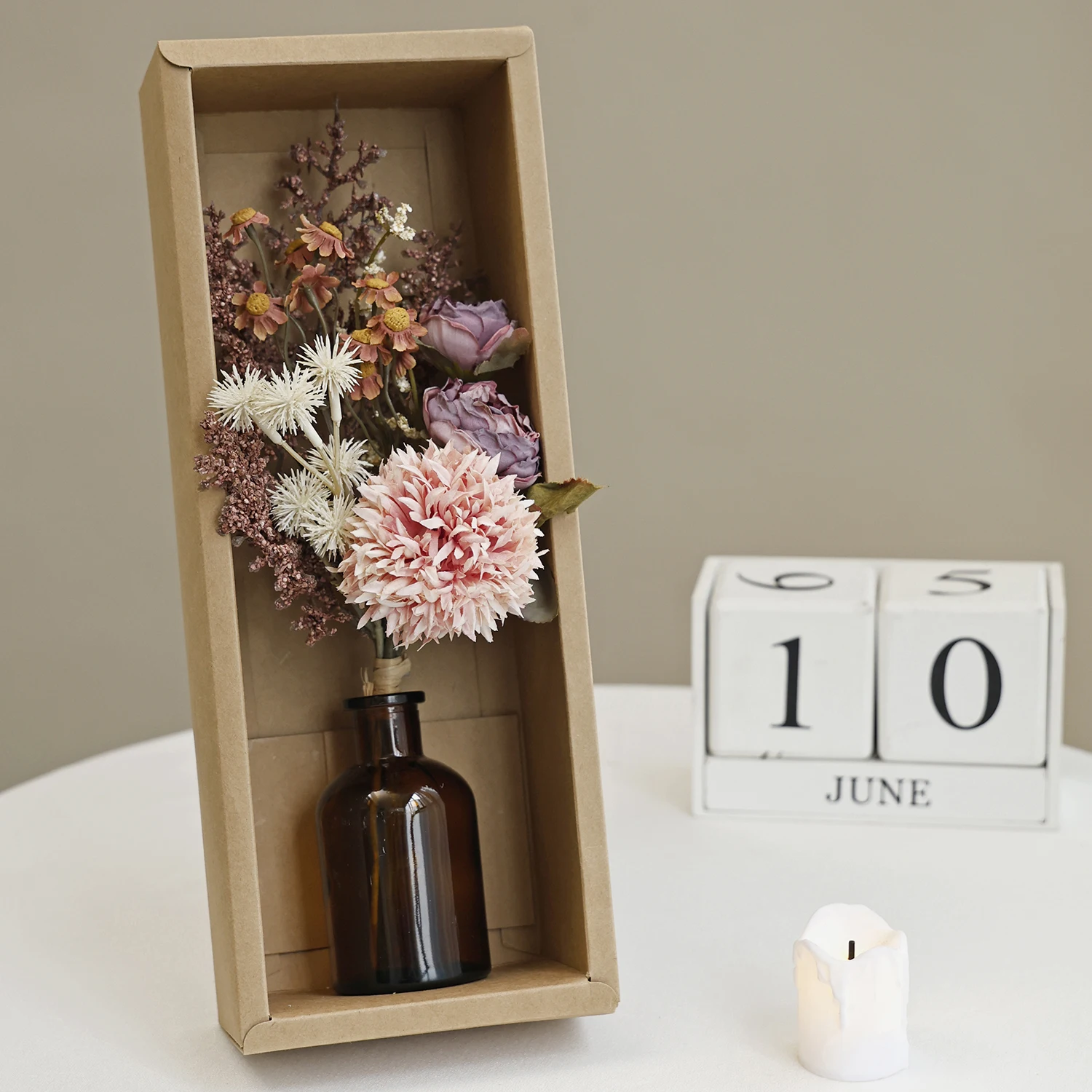Künstliche Blumenkombination, hochwertige Hochzeits-Brautstrauß-Dekoration, Valentinstag, Heim, Zimmer, Tisch, Bonsai, Geschenk, Vase, Zubehör – Detail 6