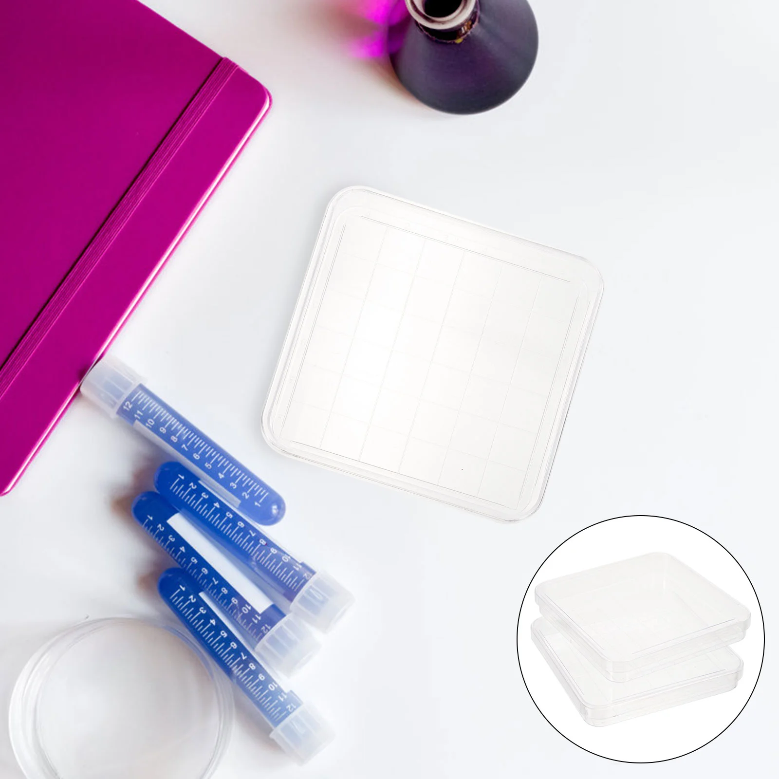 10 Buah Piring Kultur Jaringan Sampel Petri Persegi Organizer Laci Bening Plastik Laboratorium