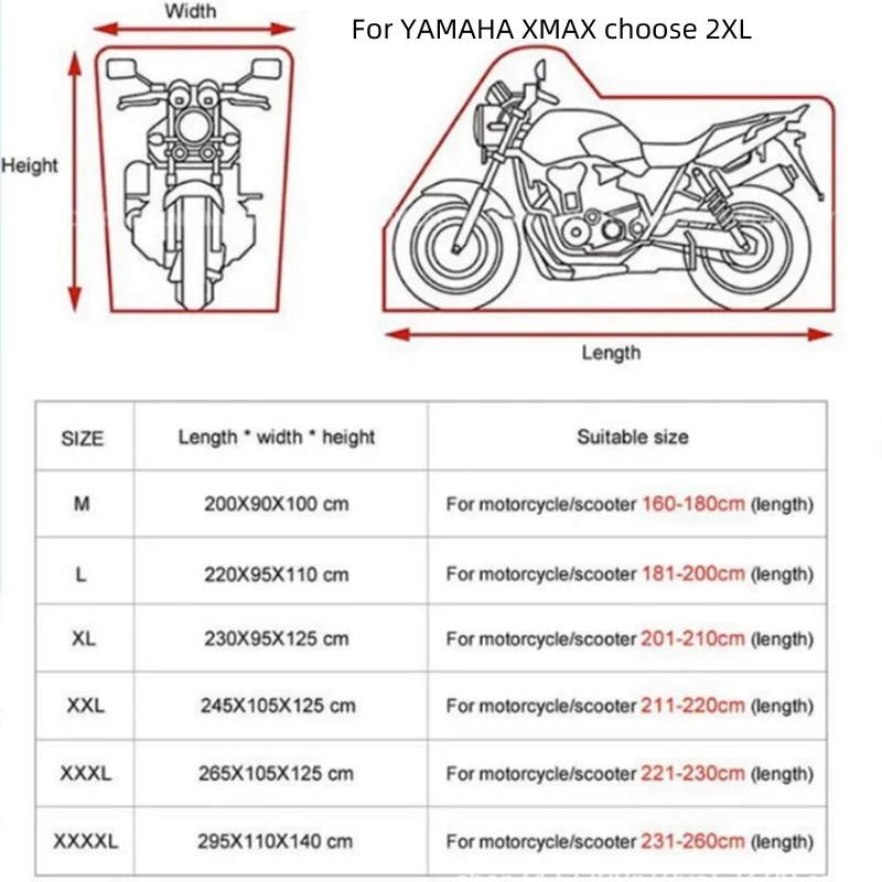 For YAMAHA XMAX X-MAX 125 250 300 400 Motorcycle Cover Outdoor Waterproof Uv Protector Dustproof Rain Covers