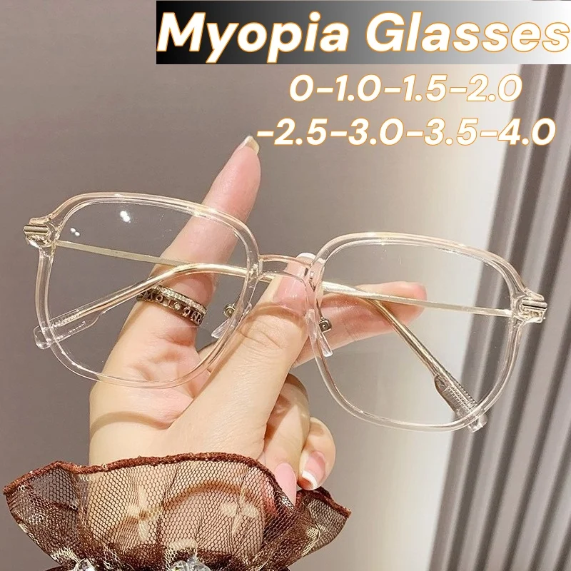 

Женские новые стильные ультралегкие очки для близорукости с большой оправой, унисекс, модный дизайн, защита от синего света, диоптрии -4.0