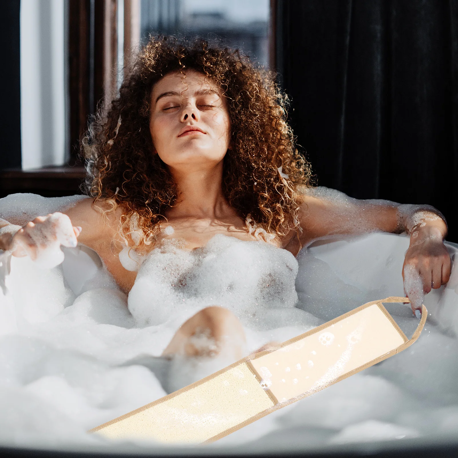 

Exfoliating Bath Back Scrubber Long Straps Lightweight Portable Foldable Shower Back Loofah Skin Friendly Body Washcloth for Men