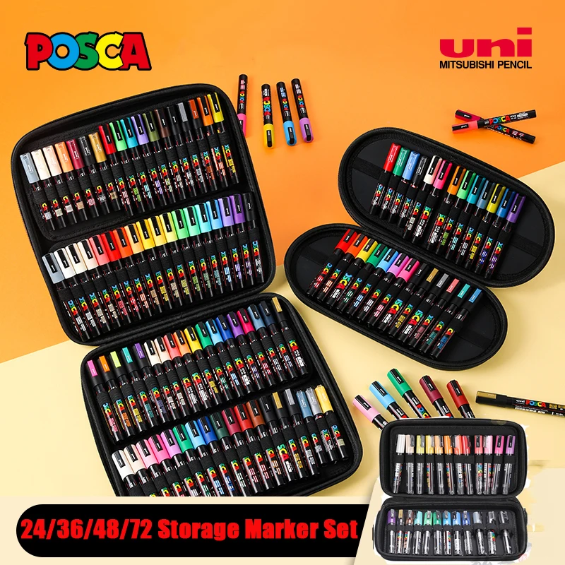 uni posca 24/36/48/72 Slots Art Marker Pens Storage Set ，PC-1M 3M 5M marqueur permanent Colores acrylic paint markers Art Suppli