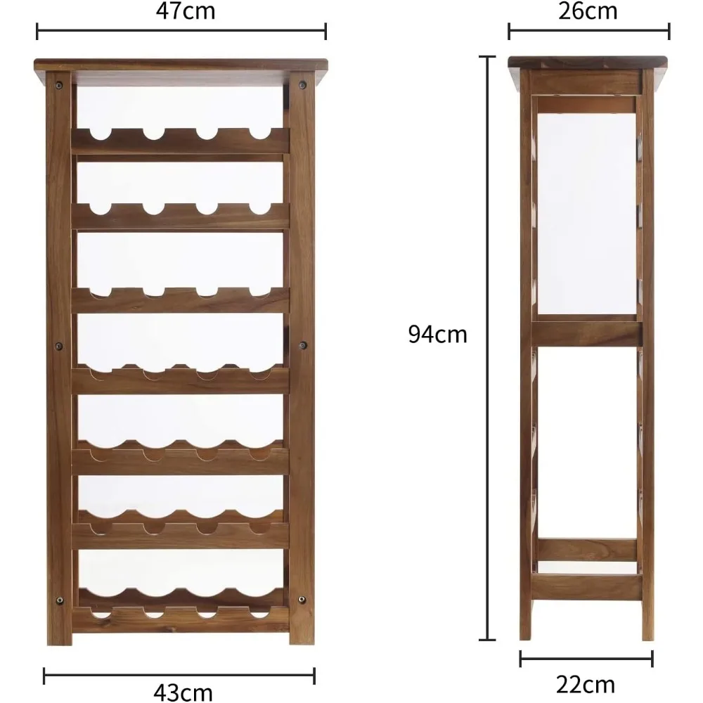 Wooden Wine Rack, 7 Tire Floor Wine Storage Rack, 28 Bottles Holder, Free Standing Display Rack for Kitchen, Pantry, Cellar, Na