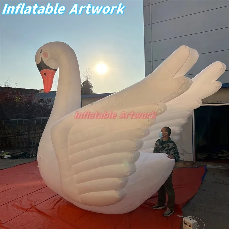 Factory Direct 4 Meters Height Large White Inflatable Swan for Events Party Rentals Toys