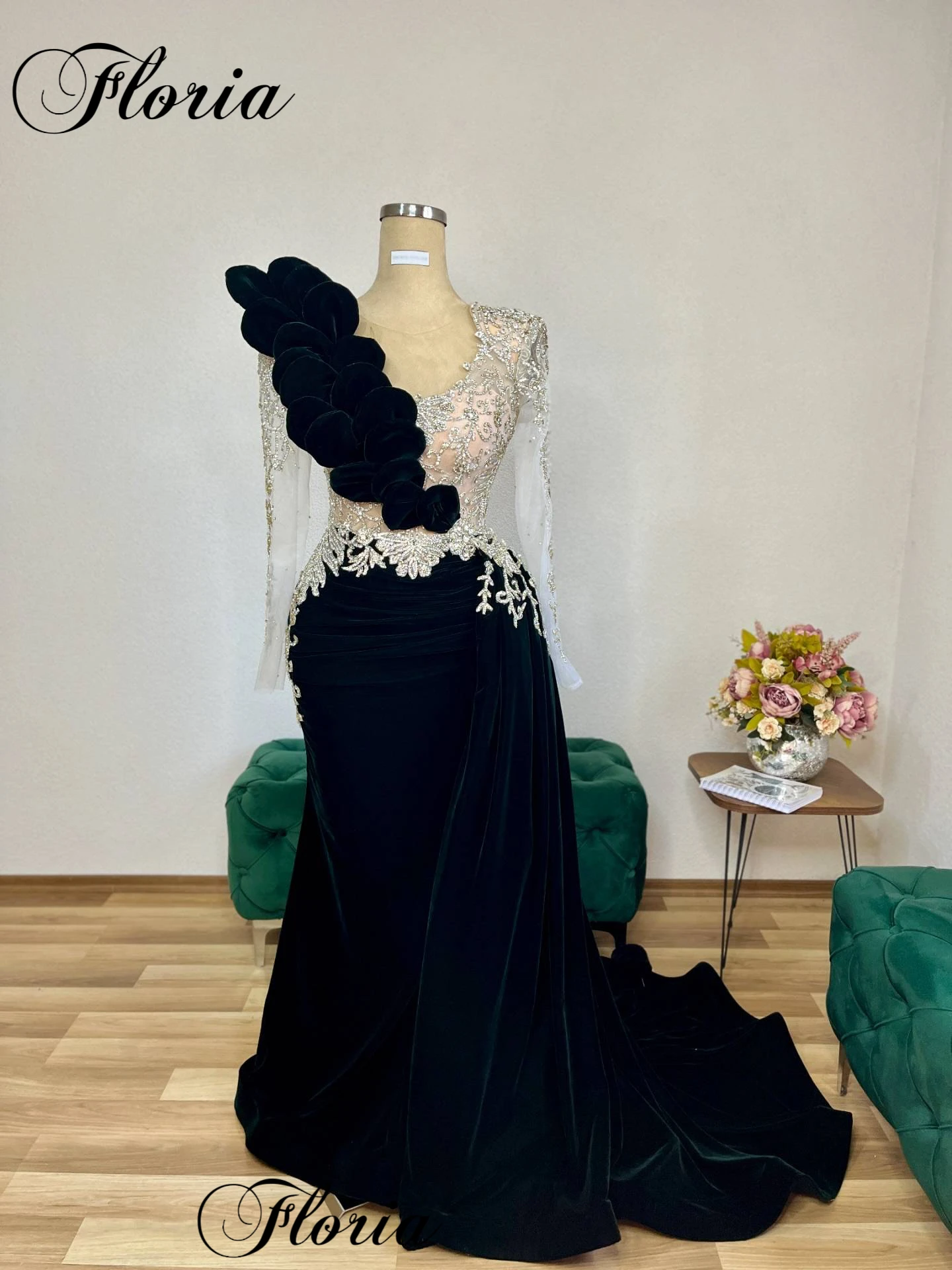 

Formal Black Evening Dresses Mermaid Long Sleeves Prom Party Dresses Plus Size Dubai Cocktail Dresses For Women Customized 2026
