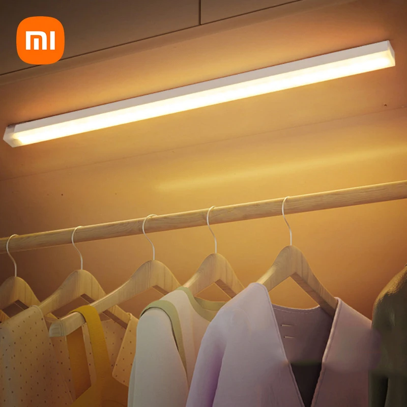 شاومي استشعار الحركة ضوء لاسلكي LED ضوء الليل USB قابلة للشحن ليلة مصباح لمجلس الوزراء خزانة مصباح الدرج الخلفية