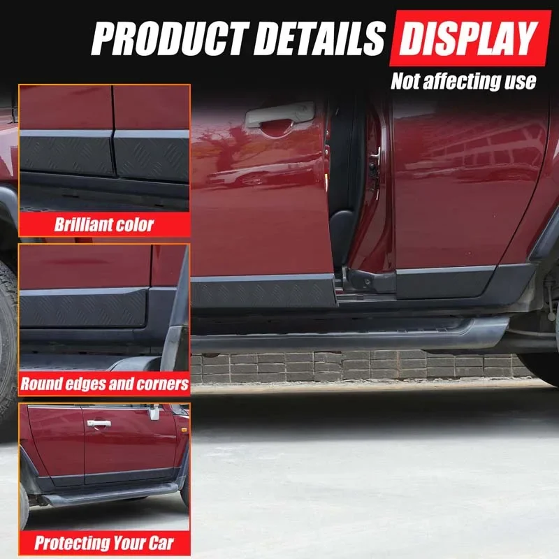 For Toyota FJ Cruiser 2007-2021 Car body anti-collision sequin sticker Car exterior protection accessories Aluminum Alloy Black