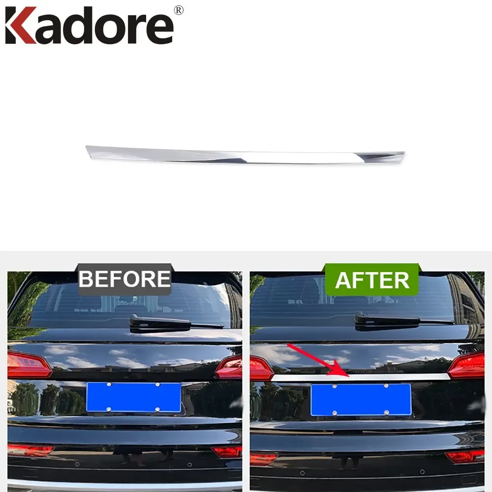 For Audi Q5 2018 2019 2020 Carbon Fiber Chrome Rear Trunk Lid Cover Trim Car Accessories Tailgate Boot Strip Car decoration