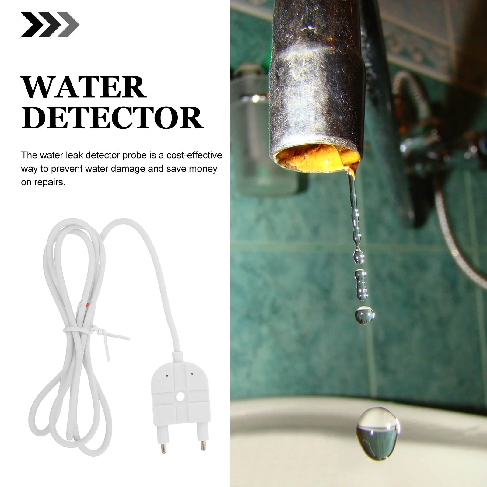 

Water Leak Probe Sensitive Reusable Water Detection Sensor For Pipe Appliance Leak Monitoring Tool