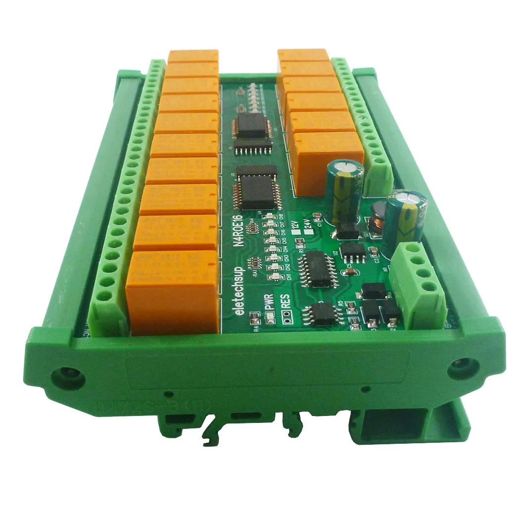 DC 12V/24V 16CH Micro Size RS485 Relay Modbus  3A Digital Output Board Rtu PLC Output expansion board