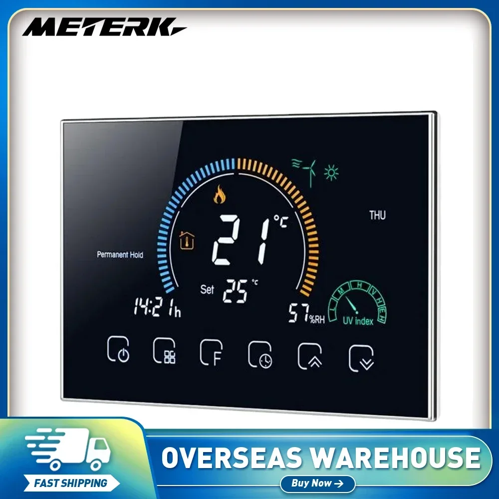 Termostato programable inteligente Wi-Fi 5 + 1 seis períodos Control por aplicación de voz retroiluminación LCD caldera de agua/gas calefacción Thermore 95-240V