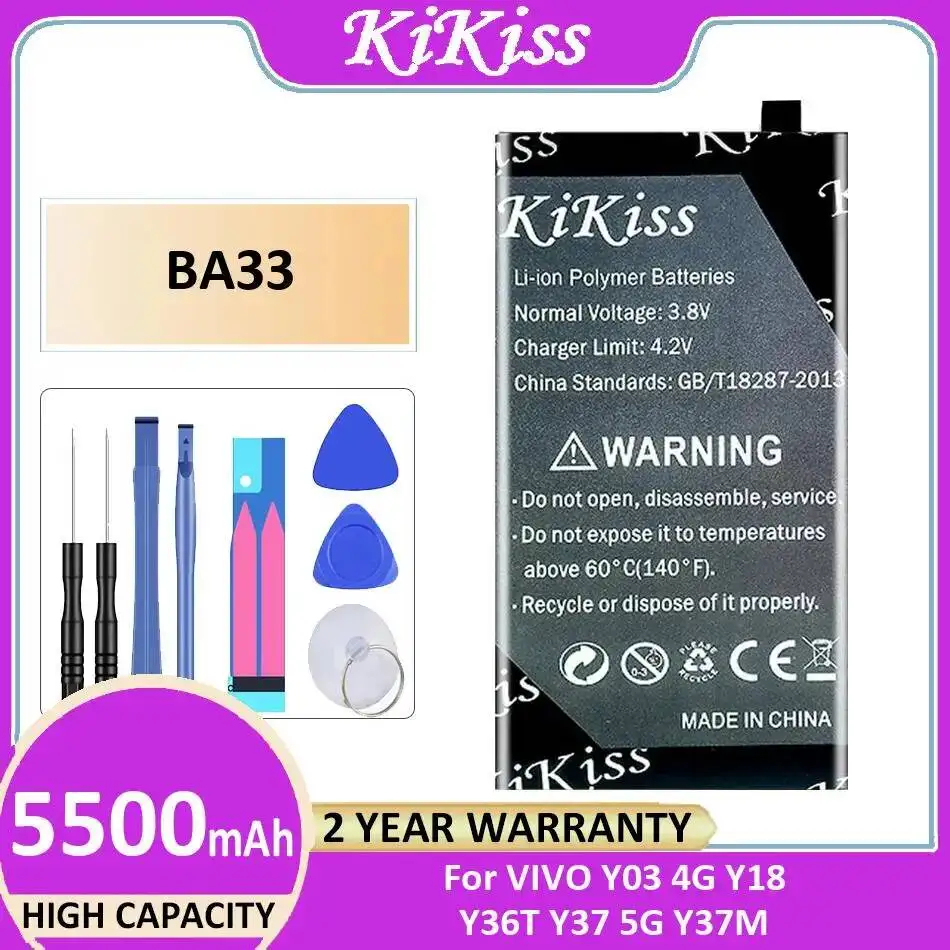 

Аккумулятор мобильного телефона 5500 мАч для Vivo Y03 4G Y18 Y36T Y37 5G Y37M BA33, высокая емкость