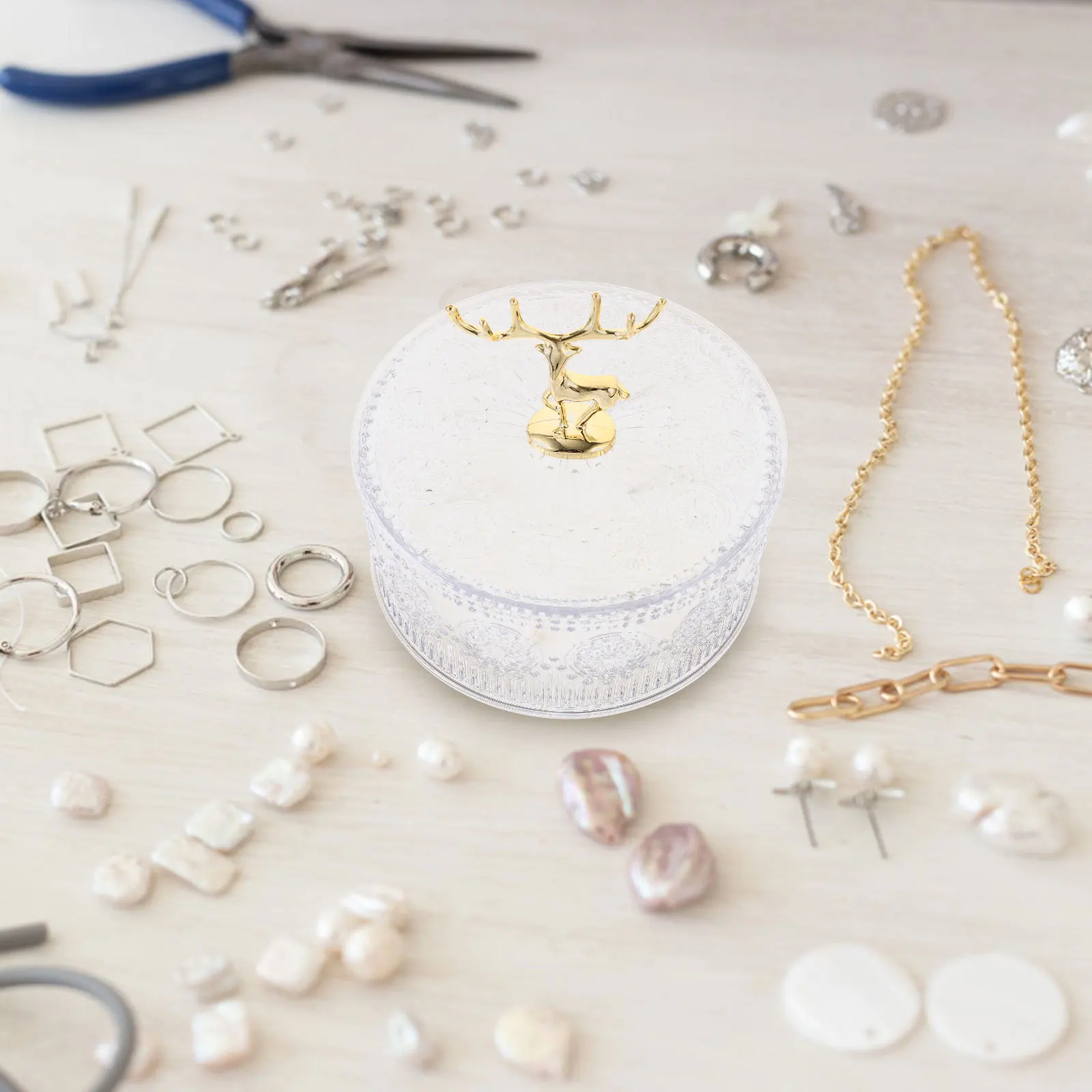 

Elegant Clear Jewelry Box Organizer Exquisite Design Multi-Functional Storage for Small Jewelries Desktop Decor Gift