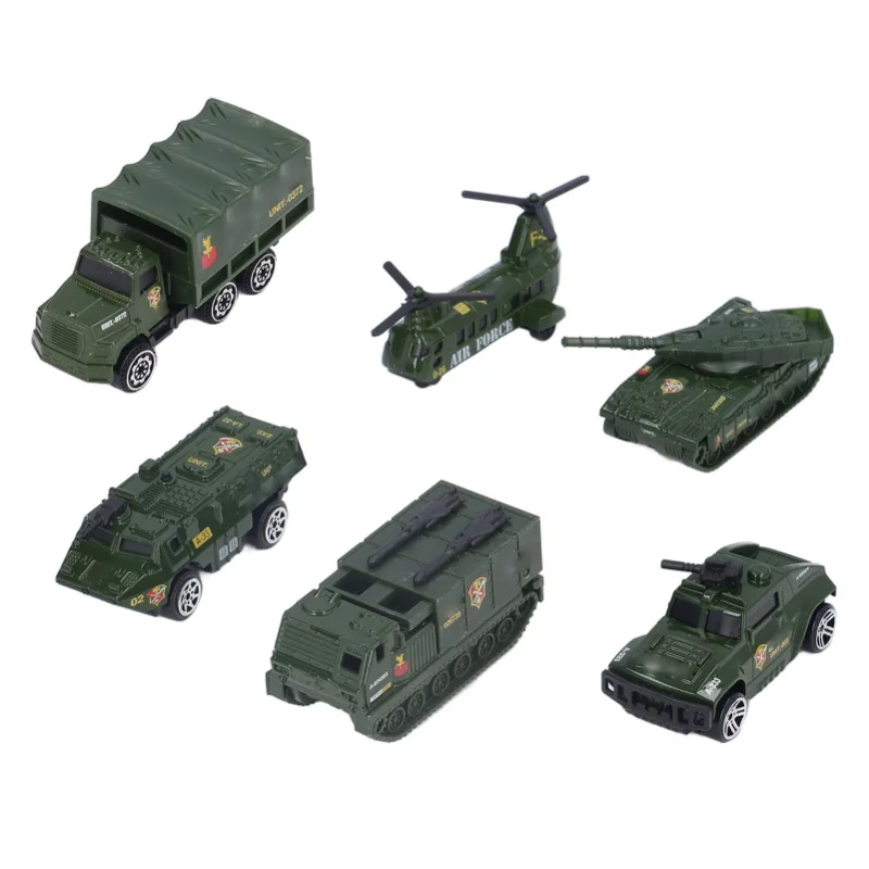 Véhicules militaires moulés sous pression, paquet de 6 jouets de l'armée, assortiment de char de transporteur, hélicoptère, voiture blindée pour garçons et enfants de 3 ans et plus