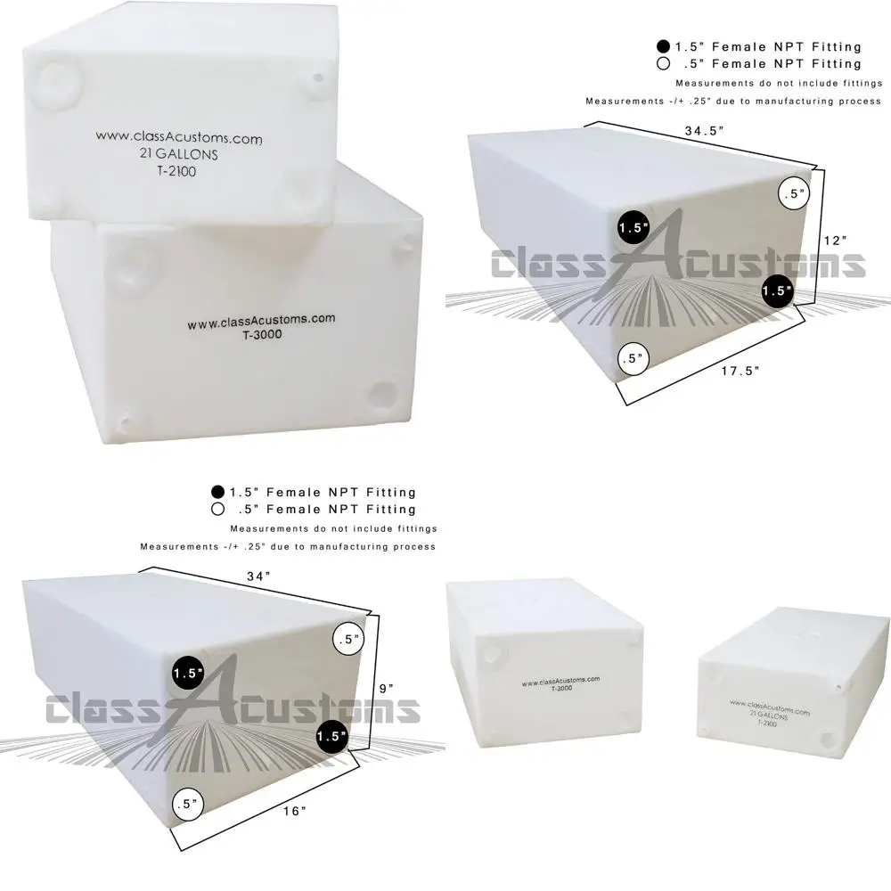 Combo de tanques de agua duales para RV: tanques de retención frescos de 21 galones y grises de 30 galones