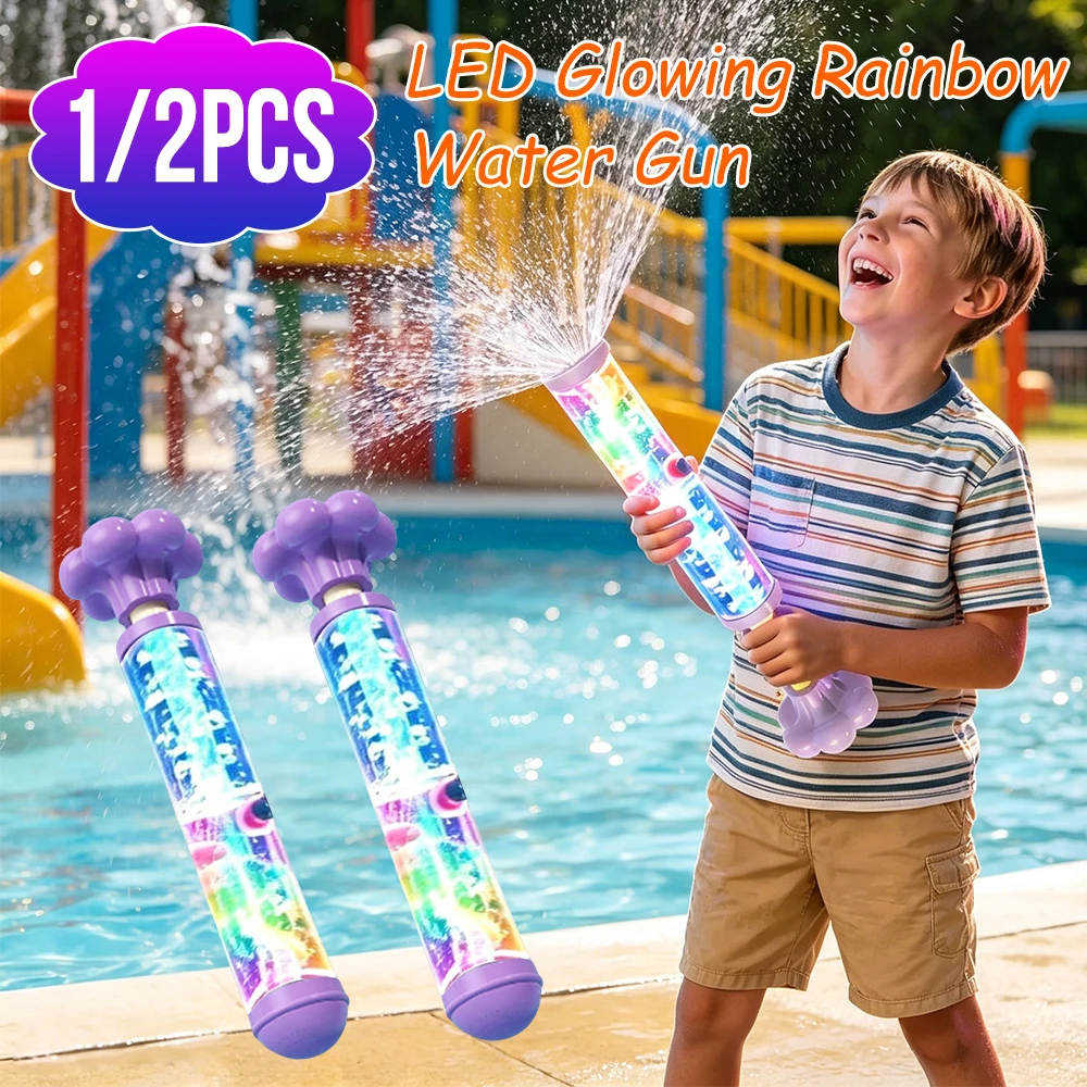 LED Glowing Rainbow Water Blaster Pops Like Magic Bulk Samll Water Blaster for Backyard Beach Birthday Party Outdoor Games