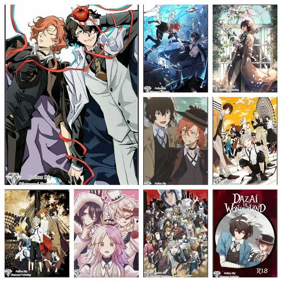 Bungou streunende Hunde DIY Diamant Malerei Kit Stickerei volle Bohrer Chuuya Dazai Atsushi Comics Kunst Kreuz stich Mosaik Wohnkultur