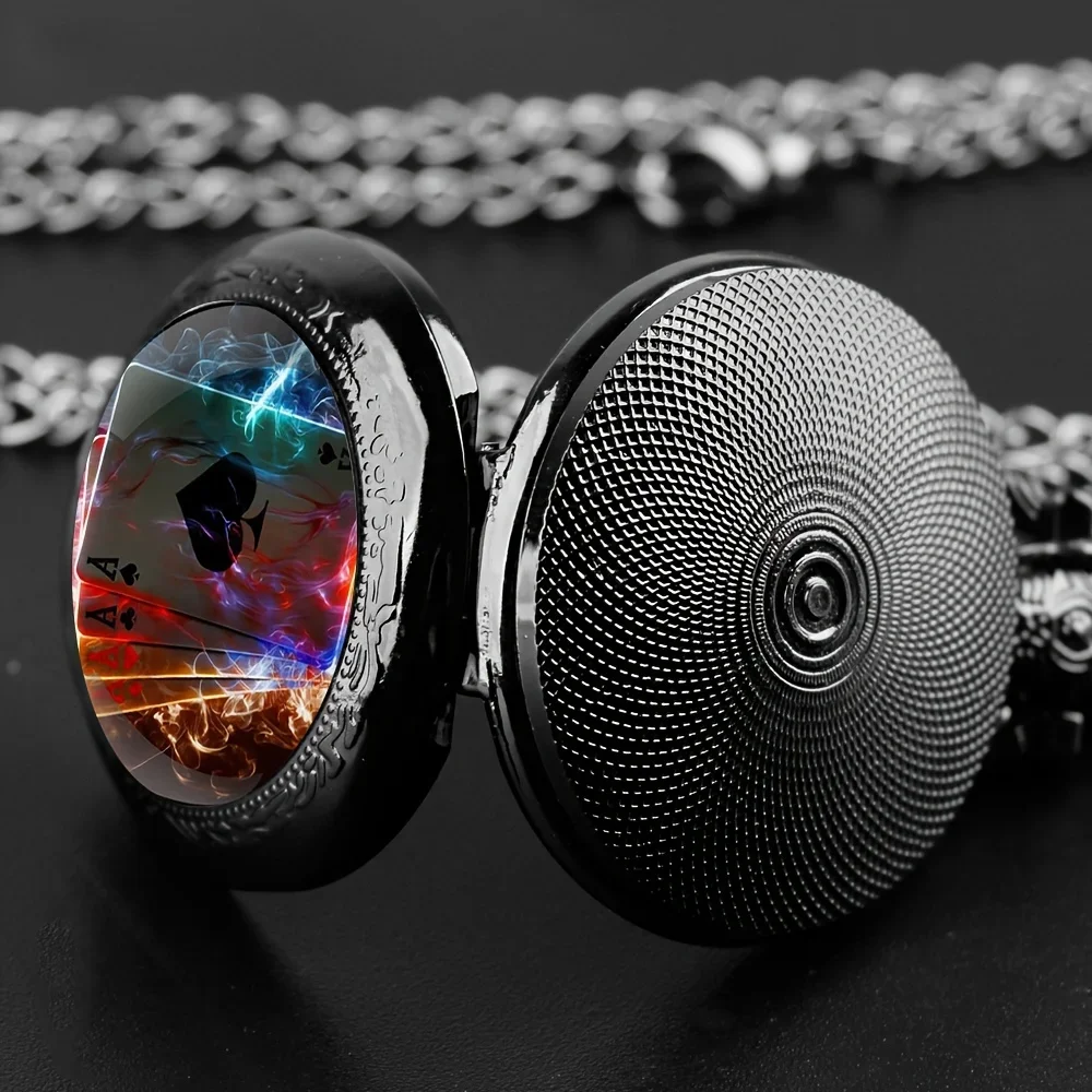 1 قطعة بوكر بلاك بيتش ساعة جيب كوارتز ريترو، ساعة جيب بقلادة سوداء رائعة، هدية للرجال