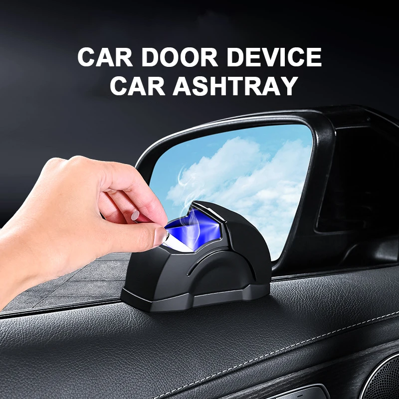 New Aluminum Alloy Car Ashtray Door Device Soot Storage Box with Led Light High-End Sense of Creative Car Accessories Interior