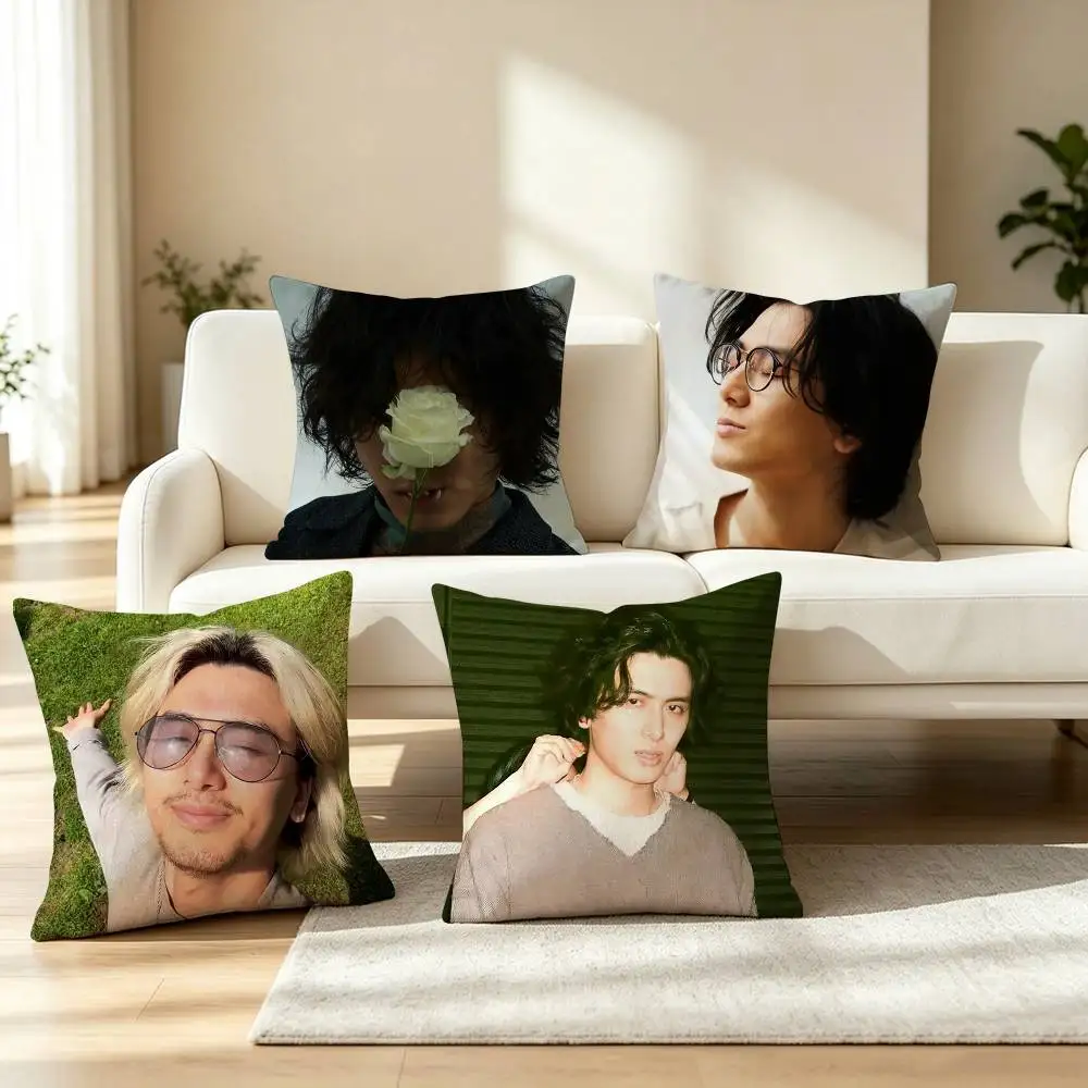 J-pop Piano Music Artist Fujii Kaze  Pillow Case Square Double-Sided Sofa Cushion Cover Bedroom Bedside Pillow