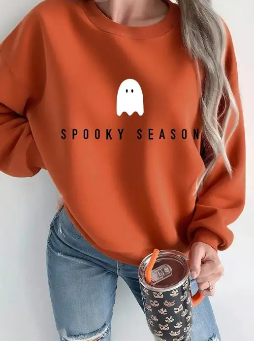 

2025 Autumn Cross Border Ebay Independent Station Foreign Trade Sweatshirt Printed Long Sleeve Hoodie Top Women's Velvet