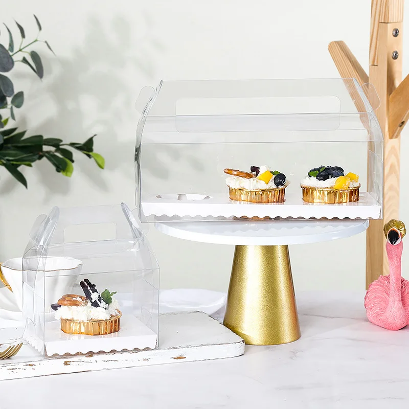 10 stücke Tragbare Klar PET Kuchen Box Für Verpackung Cupcake Mooncake Dessert Weihnachten Geburtstag Hochzeit Party Süßigkeiten Geschenk Verpackung Box