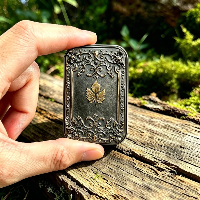Vintage Embossed Metal Match Holder Tin Box Retro Leaf Floral Pattern Match Storage Container Portable Match Case