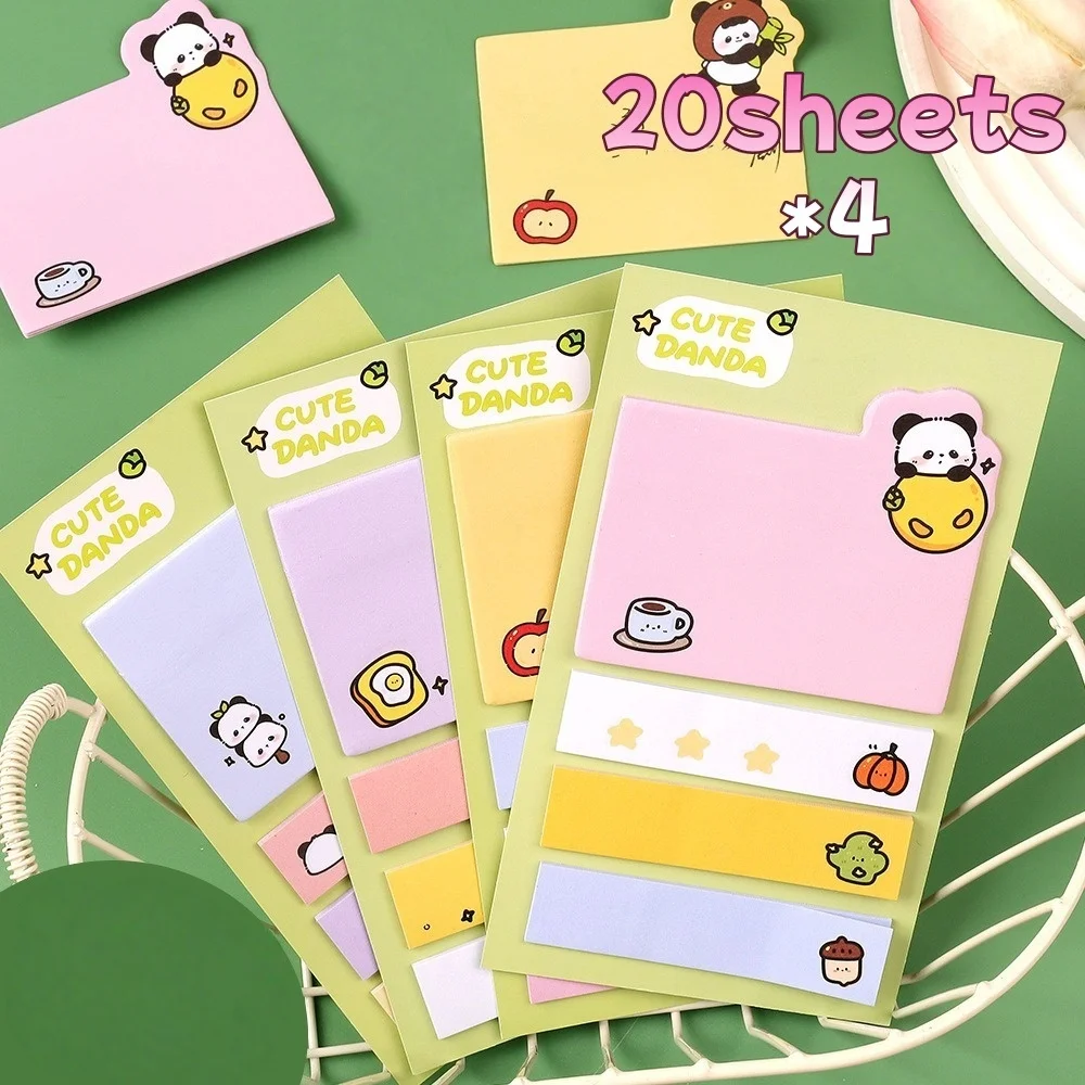 Cartoon Panda Combo Self-stick Notes Index Sticker Creative Student Cute Memo Sticky Notes Reusable Sticker Memo Pads