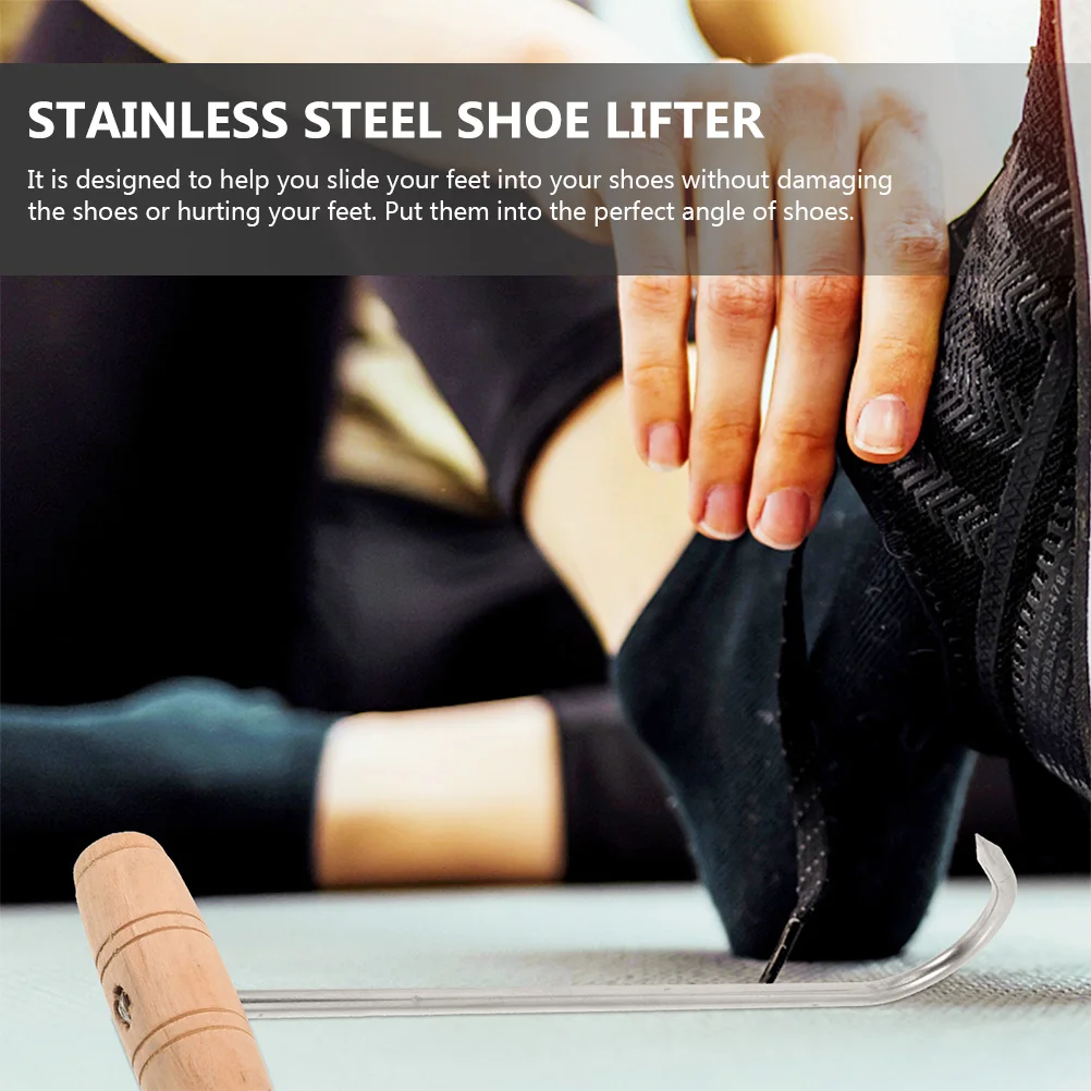 

3pcs Stainless Steel Shoe Lifters Durable Metal Boot Hooks Long Shoehorn Tool Elderly Suitcase Aid Comfortable Use