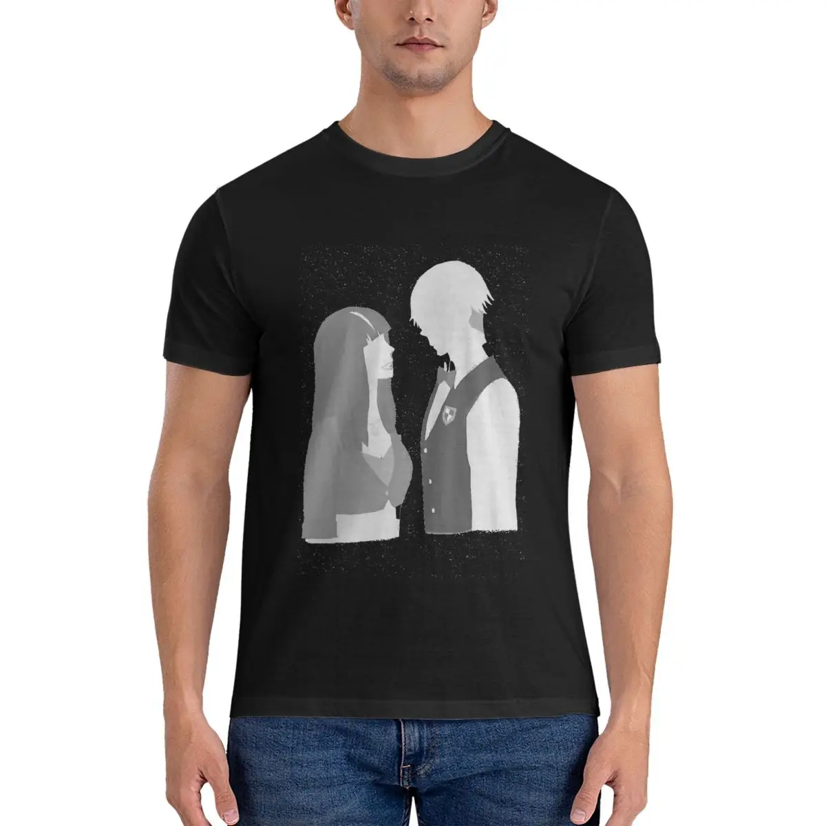 Awesome Decim And Chiyuki graphic T-Shirts for Men Crewneck Cotton T Shirt Death Parade Short Sleeve Tee Shirt Tops fugees