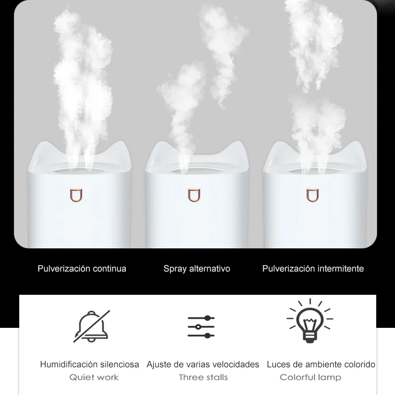 Desktop high-capacity humidifier single and double nozzle office quiet diffuser dazzling ultrasonic humidifier air freshness