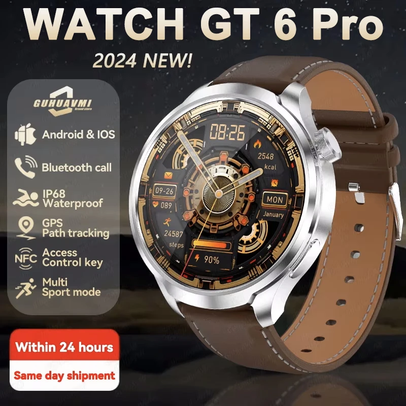 

2025 New WATCH GT6 Pro GPS Sports Waterproof Smart Watch Men Watch 1.85 inch AMOLED Screen NFC Compass Bluetooth Call Smartwatch