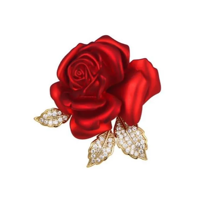 Red Rose Temperament Brooch High-end Suit Accessory Brooch Atmospheric Clothing Accessory Fashionable Exquisite Design Brooch