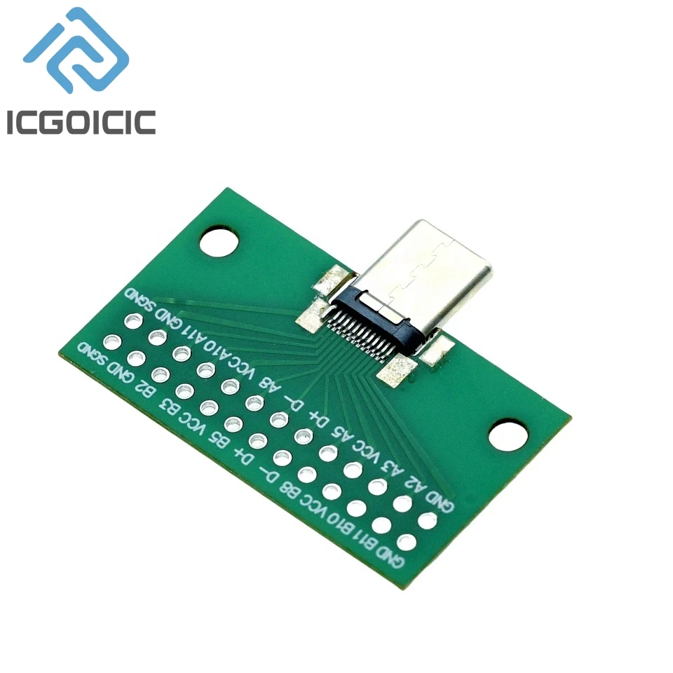 Type-C Male To Female USB 3.1 Test PCB Board Adapter Type C 24P 2.54mm Connector Socket For Data Line Wire Cable Transfer