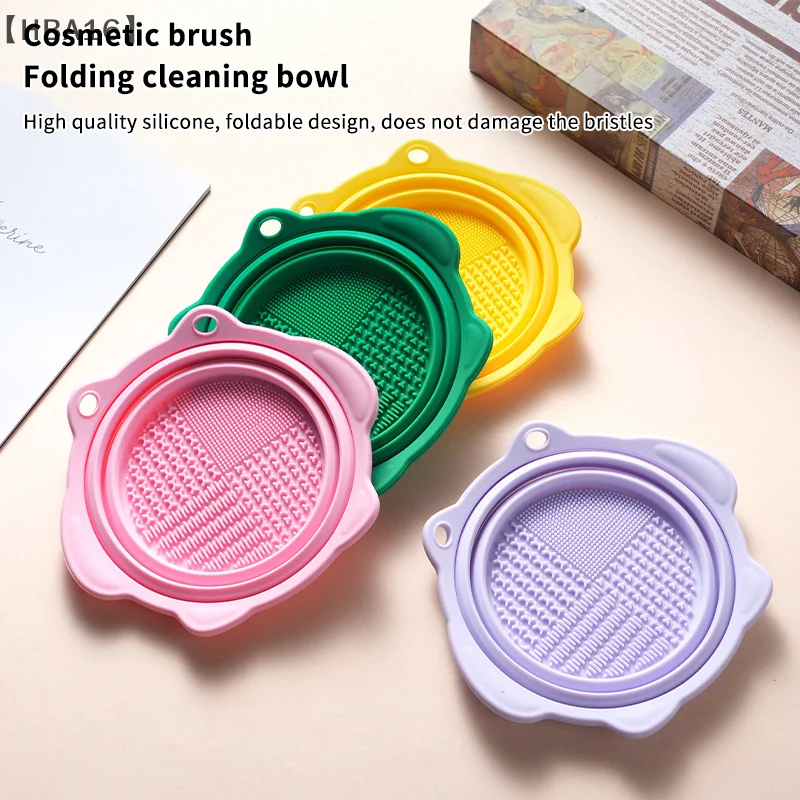 Multi-functional Silicone Makeup Brush Cleaning Folding Bowl Sponge Puff Beauty Tool Washing Scrubber Pad Soft Mat Scrubber Box