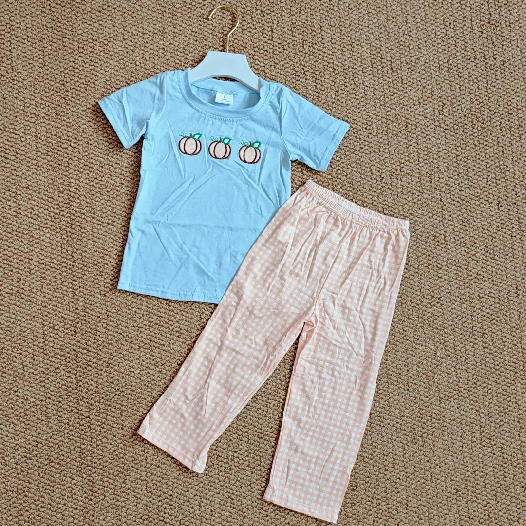 

9.4 Baby Boys Blue Short Sleeve Pumpkins Shirt Pants Clothes Sets