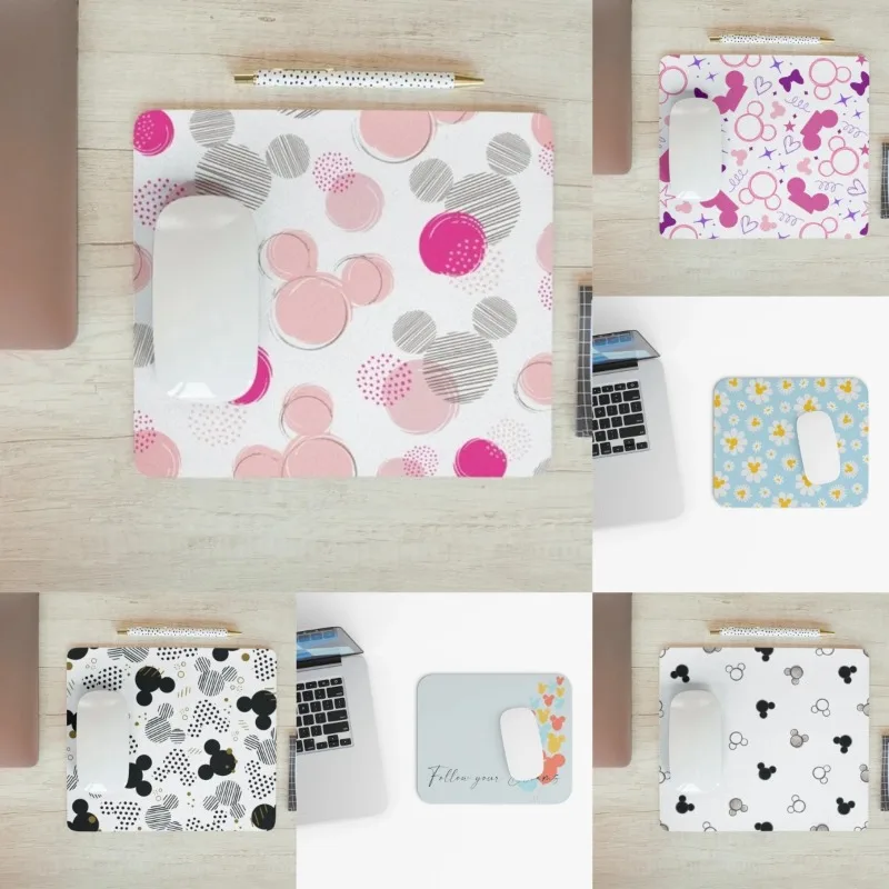 Alfombrilla de ratón MINISO colorida de Disney con diseños de Mickey y Minnie, alfombrilla de escritorio divertida para oficina, alfombra para teclado Ideal, alfombrilla para ratón para fanáticos
