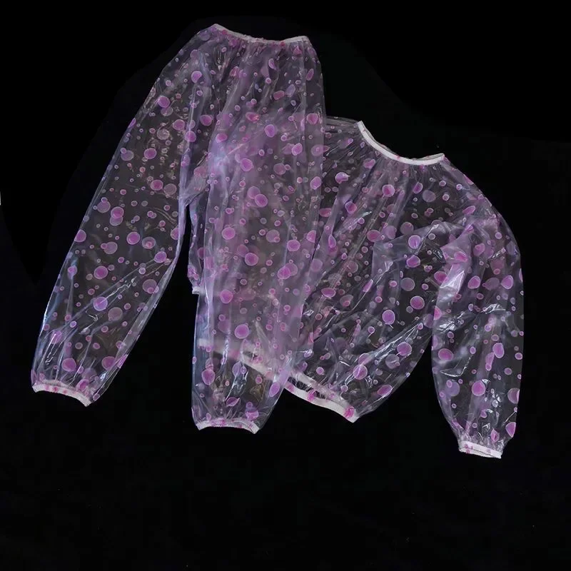 

Мужские сексуальные мягкие пузырьковые брюки из прозрачного ПВХ с длинными рукавами, свободные пуловеры, женские футболки с круглым вырезом, брюки-фонарики ABDL