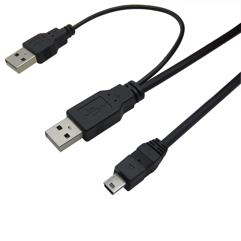 

USB 2.0 A male to Mini B 5Pin Data Cable Cord With External A male Power Supply Cable For Mobile External Hard Drive