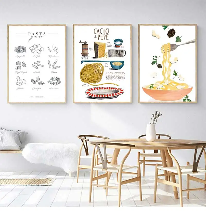 Pasta Italiana estilo Vintage Collage de Pasta cartel Retro cafetería restaurante impresión cuadro sobre lienzo para pared decoración de la habitación de la cocina