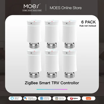 MOES ZigBee3.0 TRV 새로운 라디에이터 액추에이터 밸브 Tuya 스마트 프로그래밍 가능 온도 조절기 온도 히터 Alexa 음성 제어