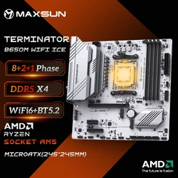 MAXSUN Terminator B650M WIFI ICE AMD B650 Supports DDR5 4800/5200/OC+Mhz 192GB AMD Ryzen 7000 8000 Series motherboard Socket AM5